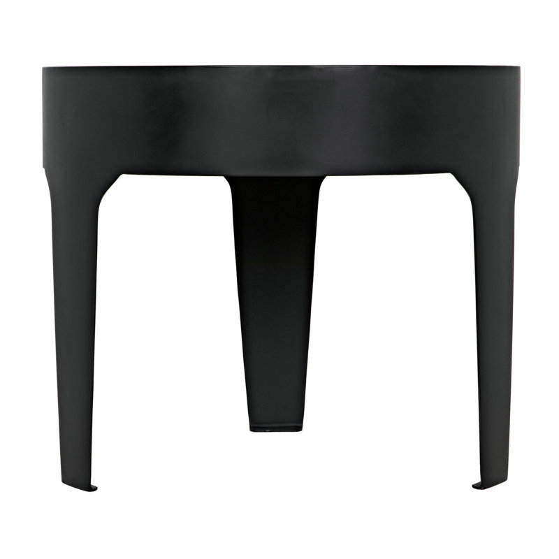 Noir Classic Round 24" Stone and Metal End Table