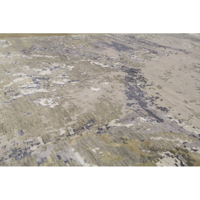 Hand-Knotted High-Quality Gray and Blue Area Rug
