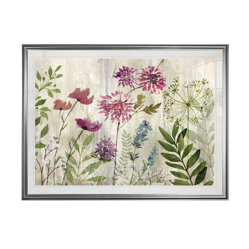 « pré fleurs ii », impression, H 20 po x l 24 po x P 1,5 po, Cadre argenté