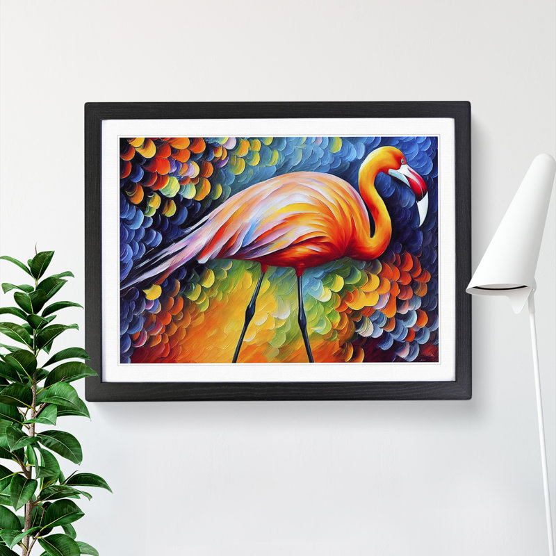 Flamingo Vol.2 Abstract - Single Picture Frame Painting, 34cm H x 46cm W x 2cm D, Black Framed