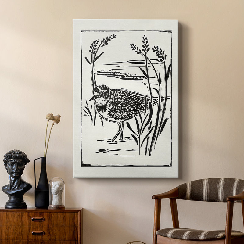 Linocut style Seabird IV - galerie sur mesure, H 48 po x l 32 po