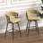 28 Inch Technical Leather Woven Bar Stool Set, 360 Swivel With Back And Footrest, Black Legs, Ideal For Kitchen Island And Bar Areas, Bar Stool-1589632919