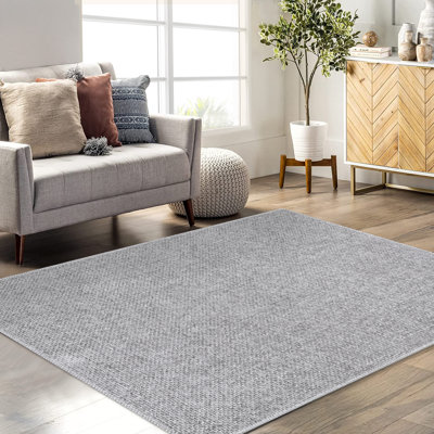 Solid Machine Washable Rug Non-Slip Modern Area Rugs Traditional Rubber Backing Thin Indoor Area Rug for Living Room Bedroom Kitchen Dining Room Non Shedding Casual Carpet