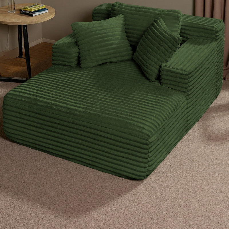 Méridienne rembourrée en velours côtelé rembourré avec assise profonde Living Room, Vert