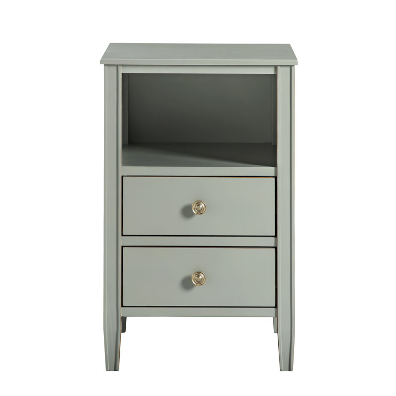 Table de chevet à 2 tiroirs Winston - Gris antique, Gris antique