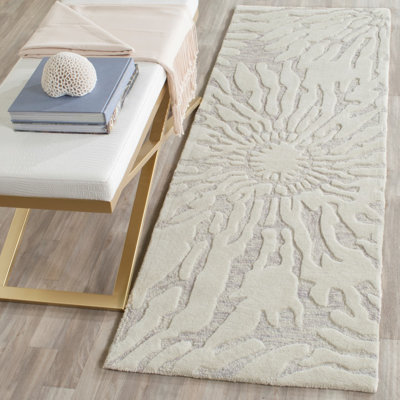 Tapis argent / ivoire en laine touffeté à la main Jefferson