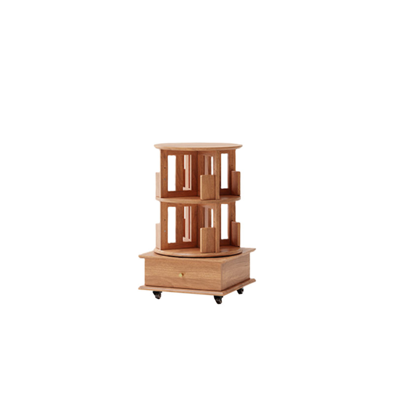 Bibliothèque rotative de style moderne, Marron clair, (2 tablettes) H 34,45 po x l 19,29 po x P 19,29 po