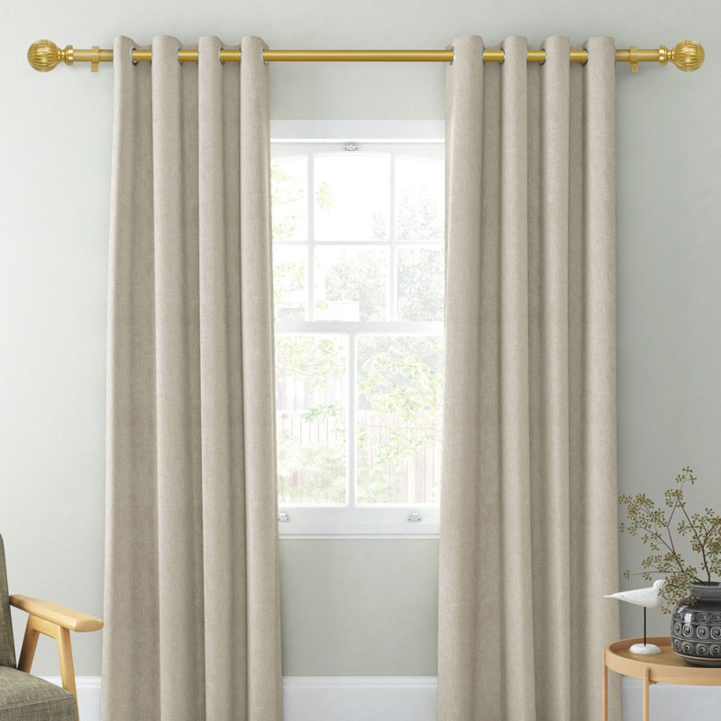 Tringle à rideaux télescopique simple 5/8 po Charlton Home®, Doré, 28" - 120"