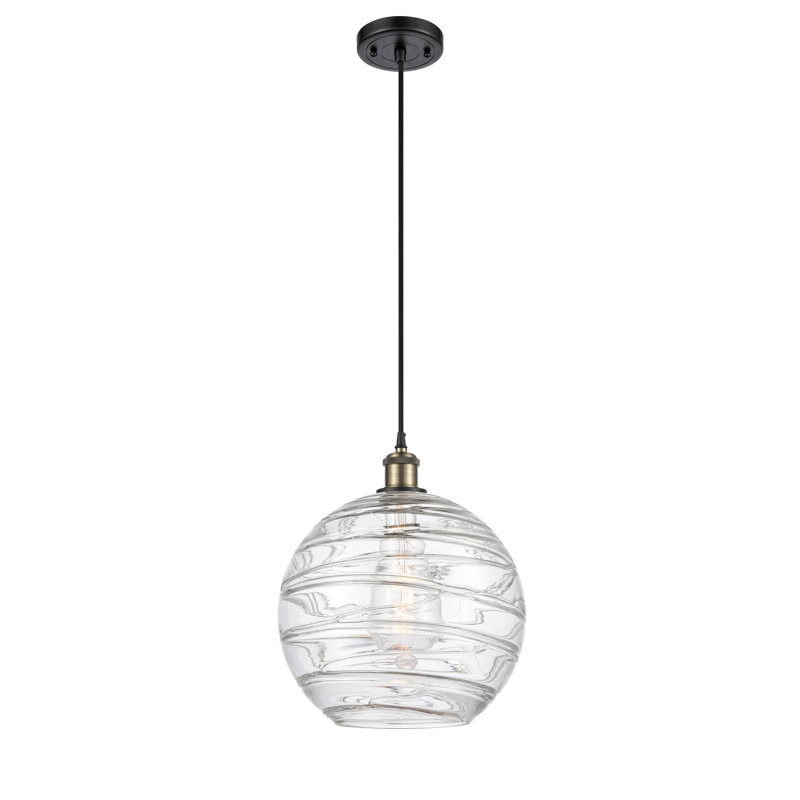 Luminaire suspendu en forme de globe à 1 lumière Mott, Ampoule DEL 6 watts Vinage, Laiton antique noir