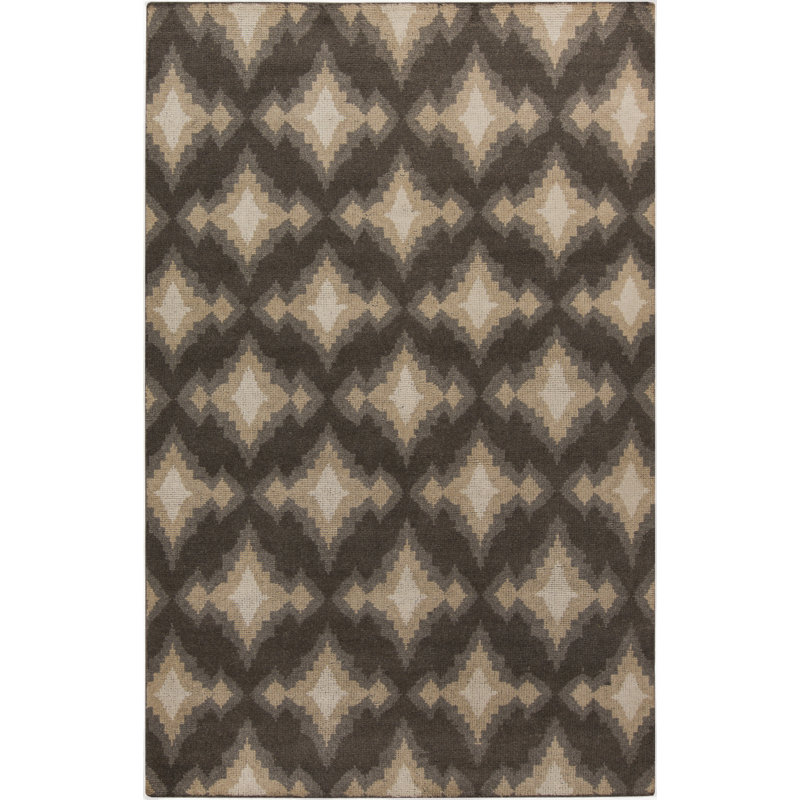 Tapis gris anthracite / gris clair en laine noué à la main, Rectangle 2 pi x 3 pi