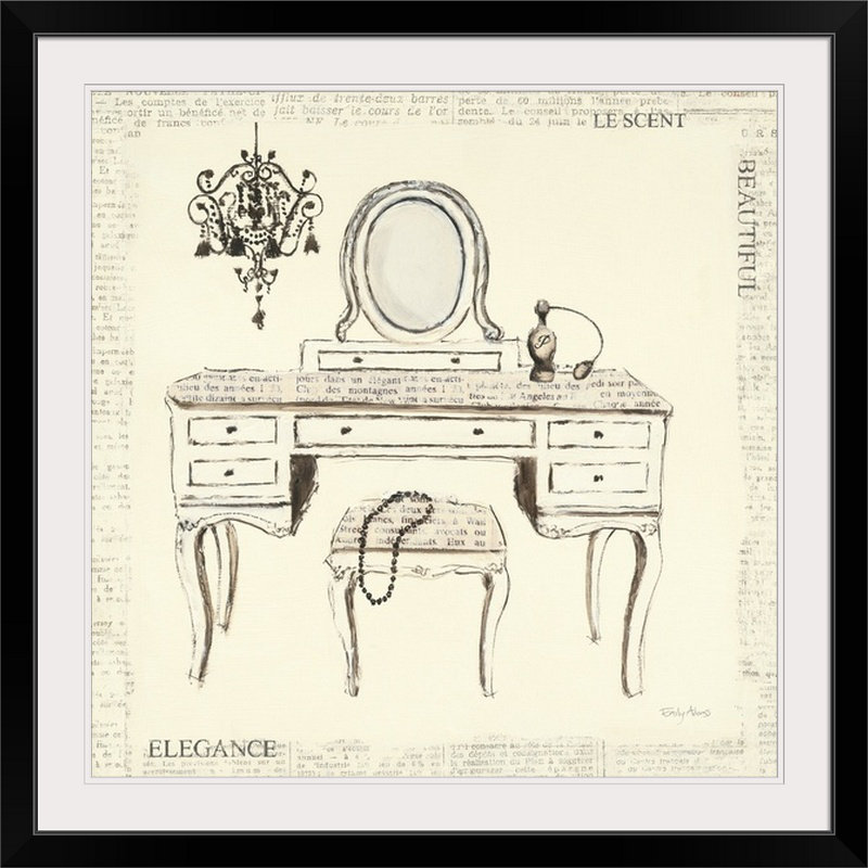 « iii-table », impression Emily's Boudoir, H 32 po x l 32 po x P 1 po, Cadre noir