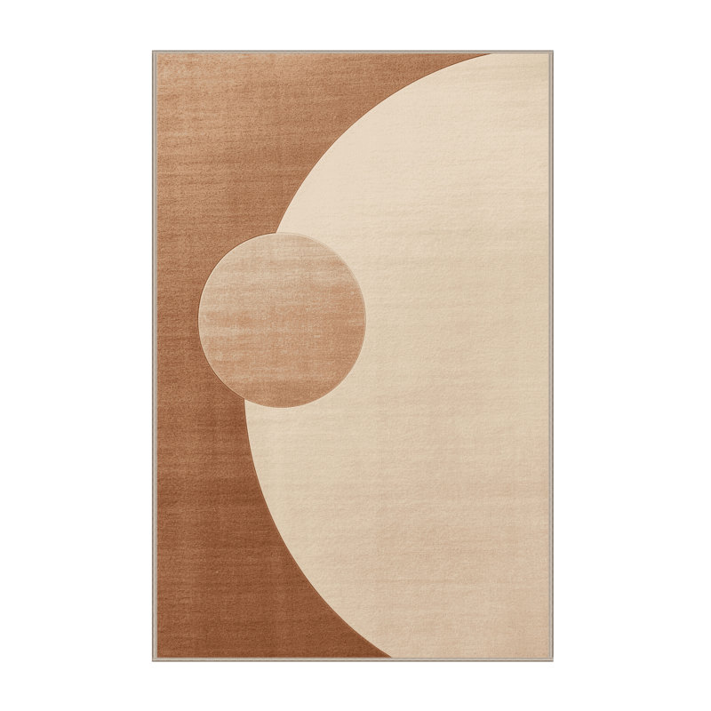 Tapis beige moelleux moelleux et minimaliste, 7 x 9