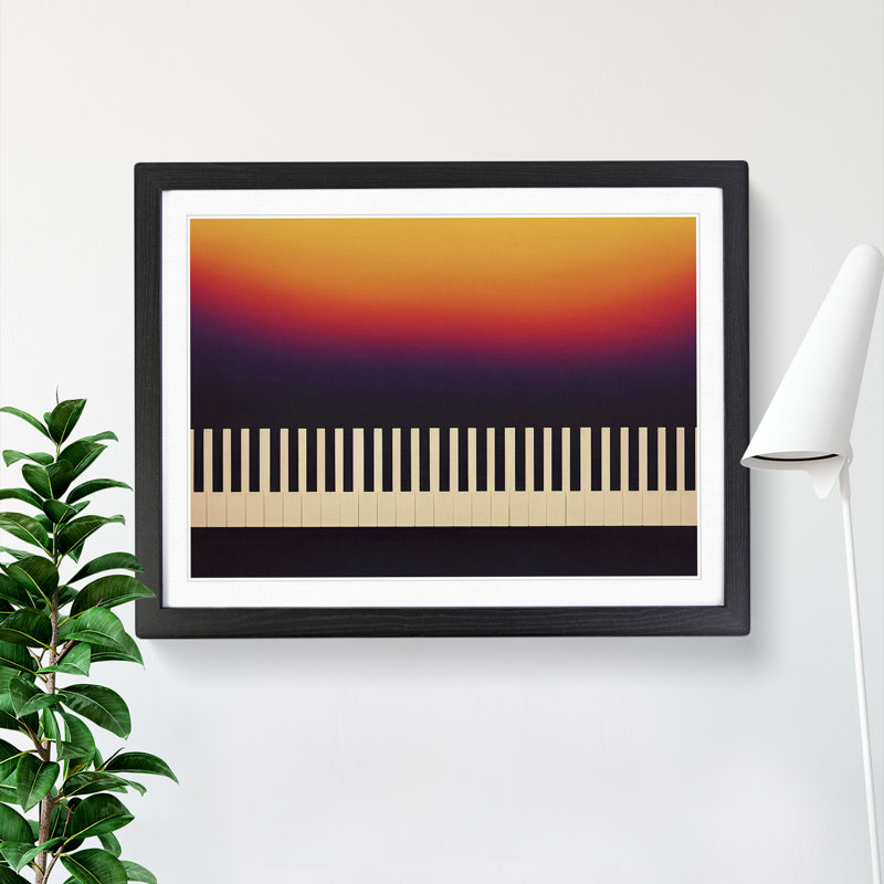 Keys of the Piano Abstract - Framed Print, 25cm H x 34cm W x 2cm D, Black