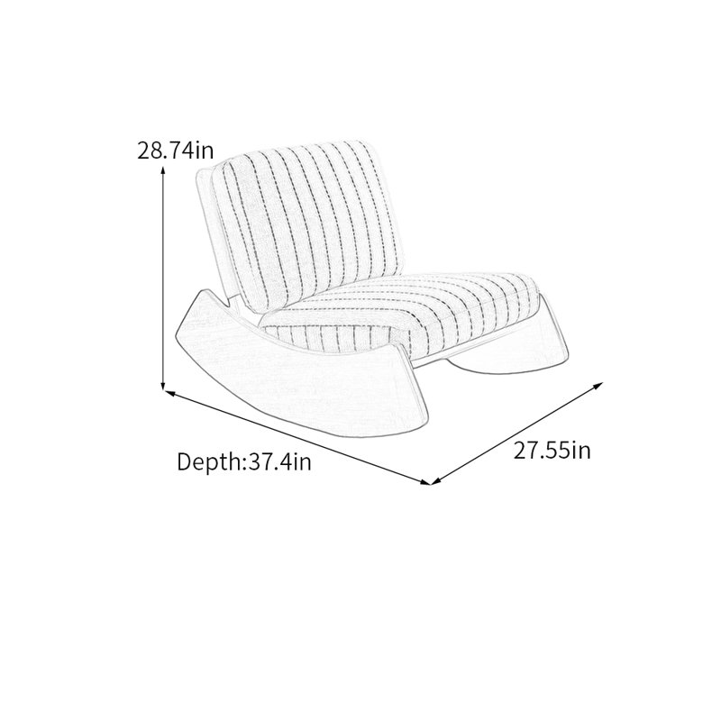 Chaise berçante minimaliste avec tissu en coton et lin