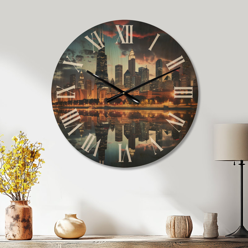Horloge murale Chicago Cityscape II, Medium