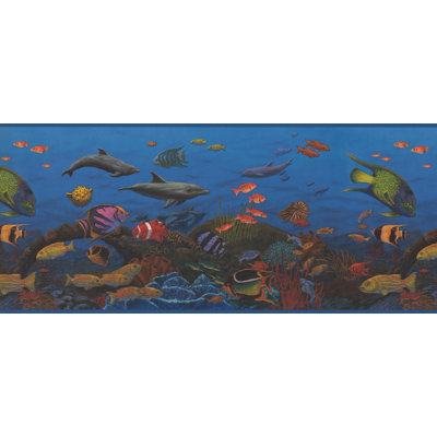 Bordure de papier peint abstrait Dunkerque poisson au fond de l'océan L 15 pi x l 10 po