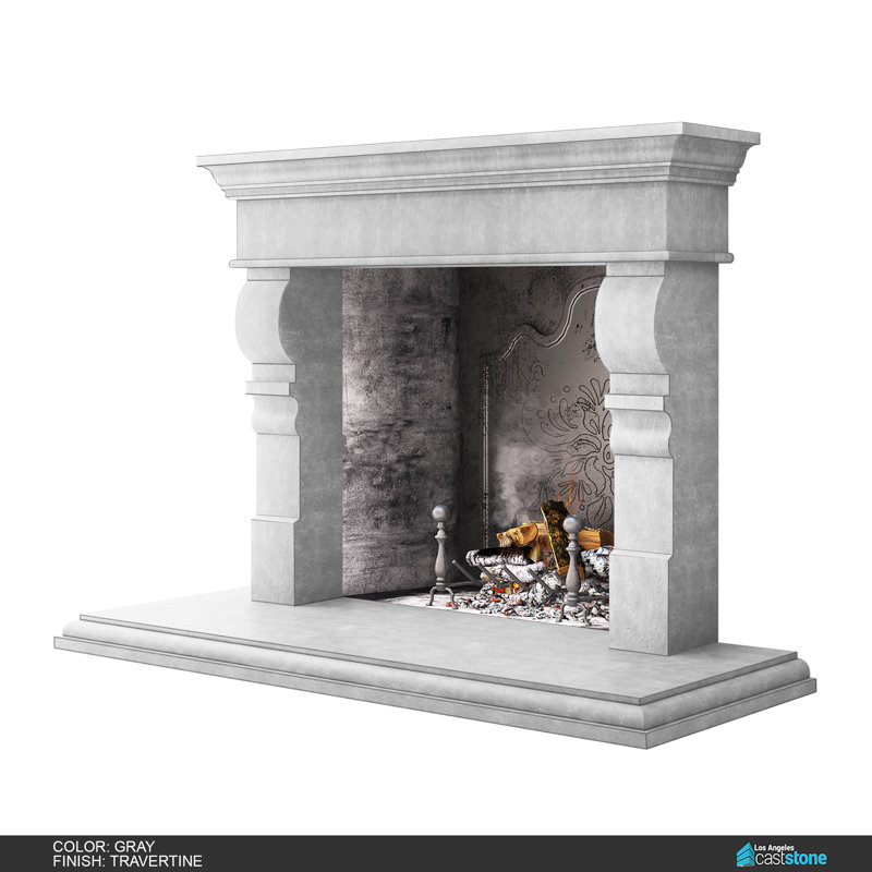 Rome Fireplace Surround, Travertine/Gray