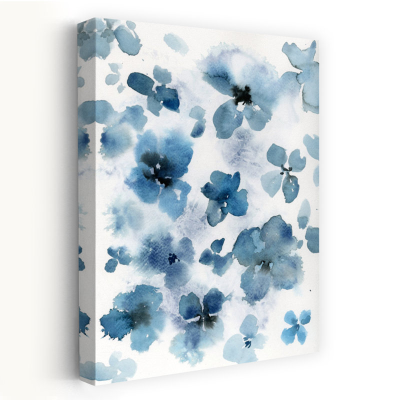 «Blue Watercolor Blooms Abstract Delicate Dreamy Nature Flower», reproduction d'art murale, H 24 po x l 16 po