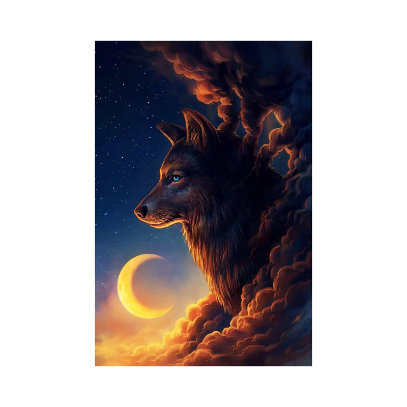 Golden Moon 1 Piece Wrapped Canvas Wall Art, 66.04 cm H x 45.72 cm W x 1.91 cm D