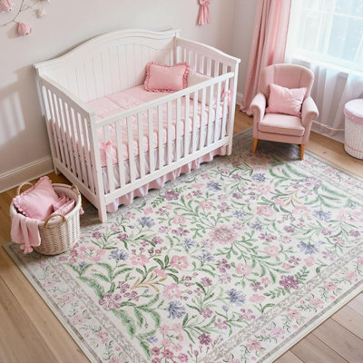 Kaldi Kaldi Oriental Botanical Floral Machine Washable Area Rug with Non-Slip Backing for Living Room, Dining Room, Bedroom