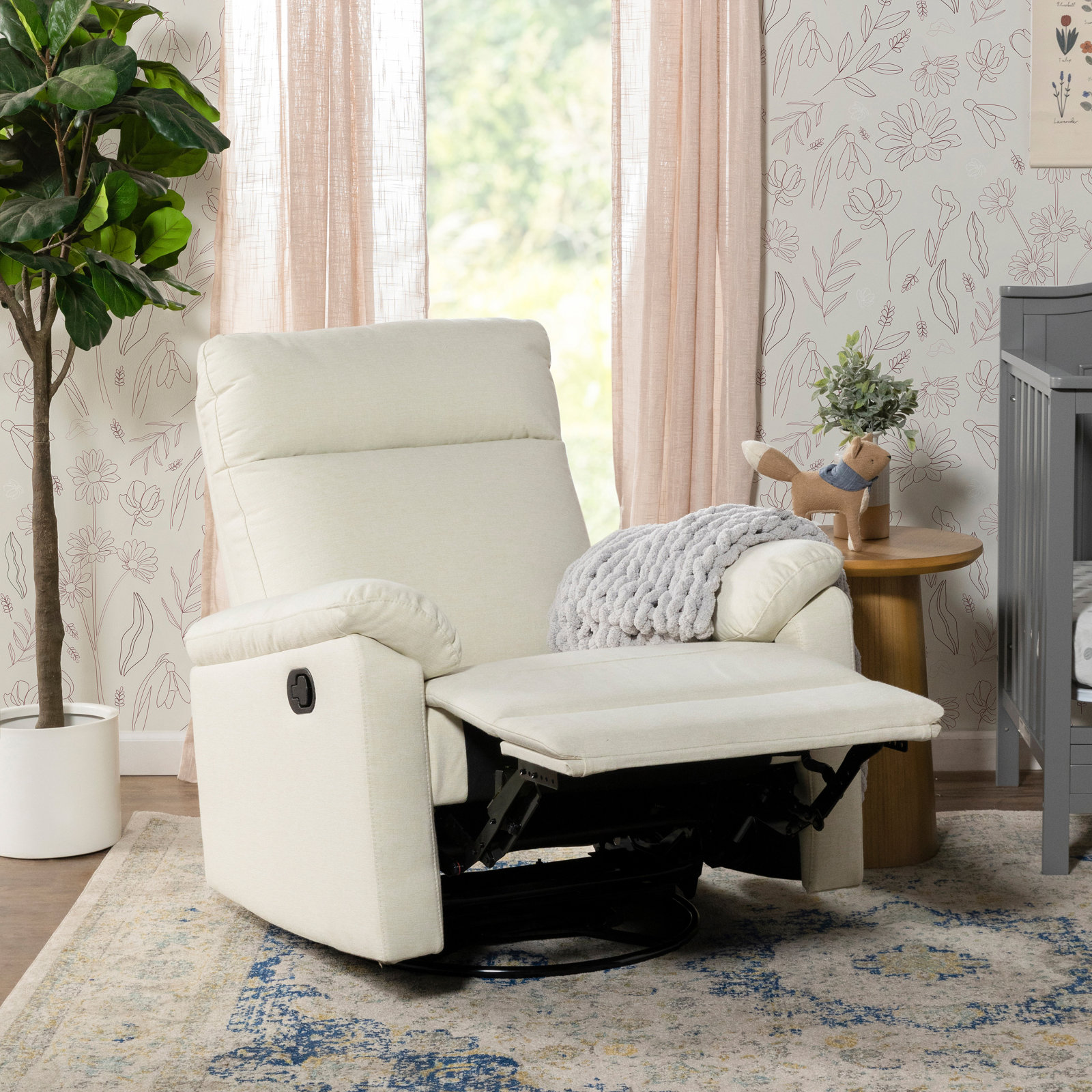 Suzy Swivel Glider, Vanilla Polyester Blend