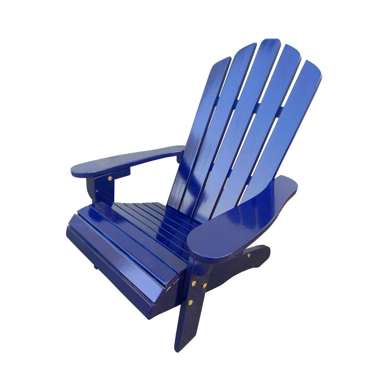 Kids Adirondack Chair, Solid Wood Children's Outdoor Indoor Chair with Wide Seat & Armrest, Blue Patio Furniture for Garden Porch Deck