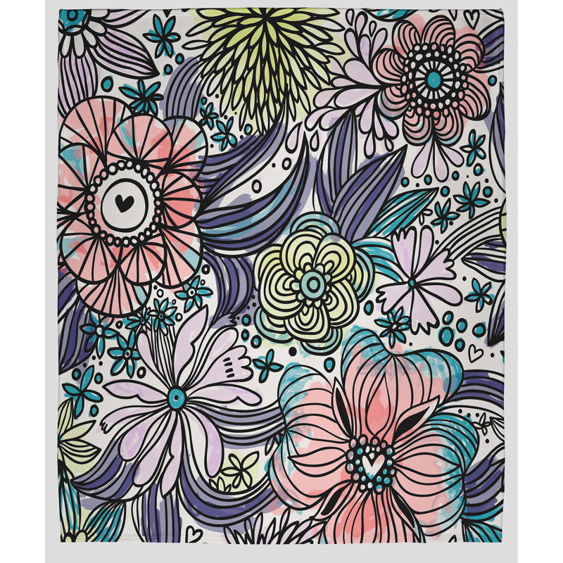 Couverture polaire Flower Melange, Bleu Explorer, L 50 po x L 60 po