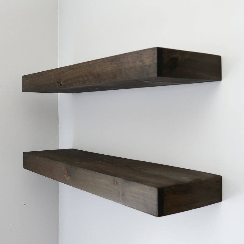 Arzhin Pippi Modern Floating Shelves 3 Inches Thick, Brown, 3" H x 48" W x 10" D