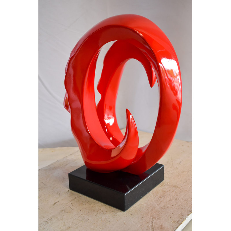 Creative Red MultiFace Statue on Base Signed by Leonardo Bruno 14" x 12" x 19"H