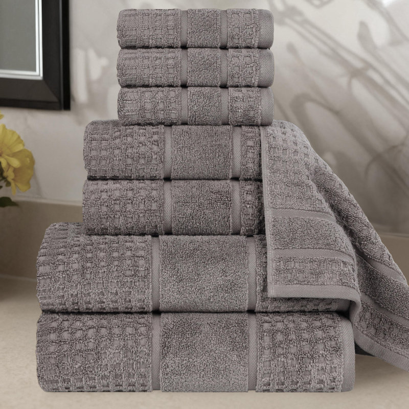  Zero-Twist Cotton Towel Set - Honeycomb Waffle Texture - Quick-Dry, Charcoal