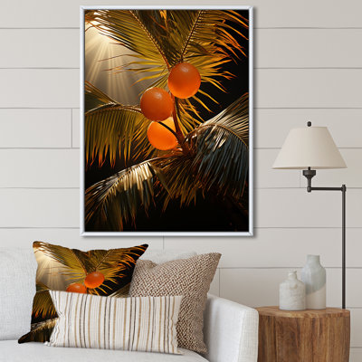 Coucher de soleil sur les feuilles de palmier tropical II sur toile