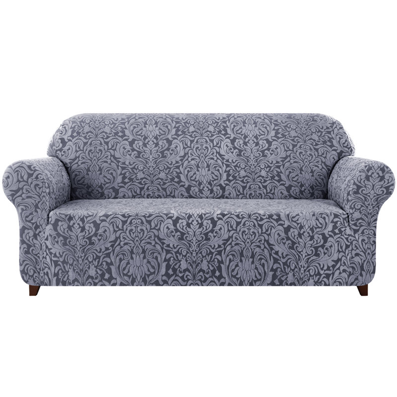 Box Cushion Loveseat Slipcover, Grayish Blue