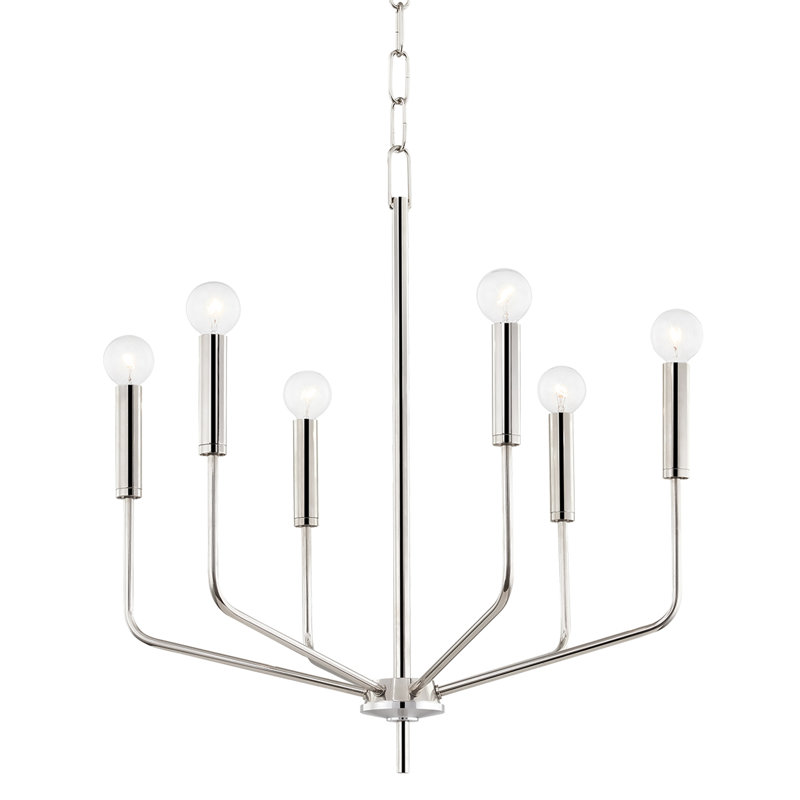 Lustre 6 lumières Diane, Nickel poli