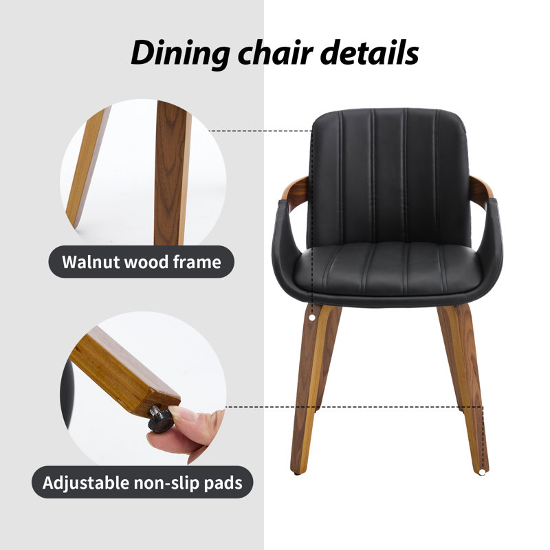 Modern PU Leather Upholstered Dining Chairs, Black