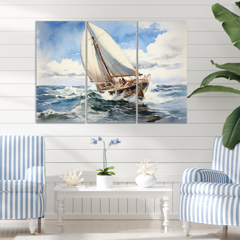 Sailboat In The Wind I - Coastal Metal Wall Decor Set