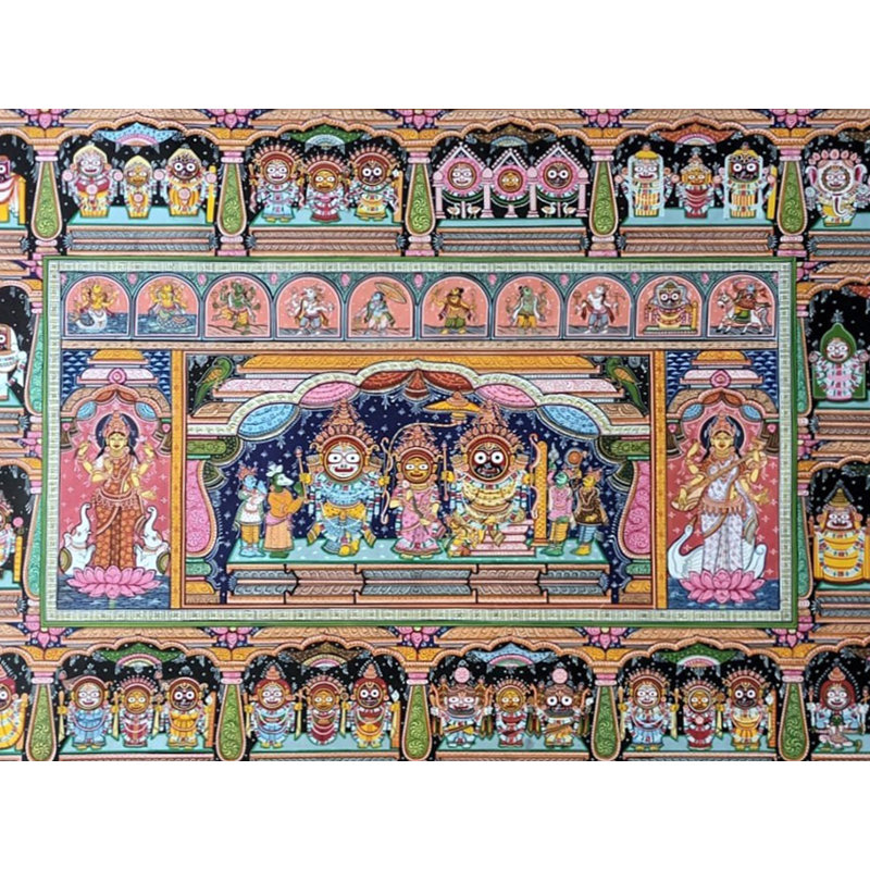 Peinture colorée de Jagannath | Art Patachitra | Aquarelle sur toile faite à la main | Par Suryakanta Das