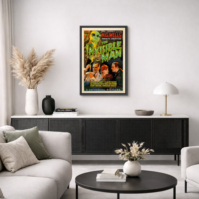 «The Invisible Man Classic Horror Film», affiche d'art de film de science-fiction rétro, impression sur toile encadrée