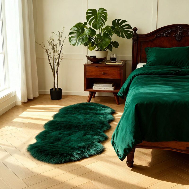 Cozy Thick Gray Faux Sheepskin Area Rug, Novelty 2' x 6'