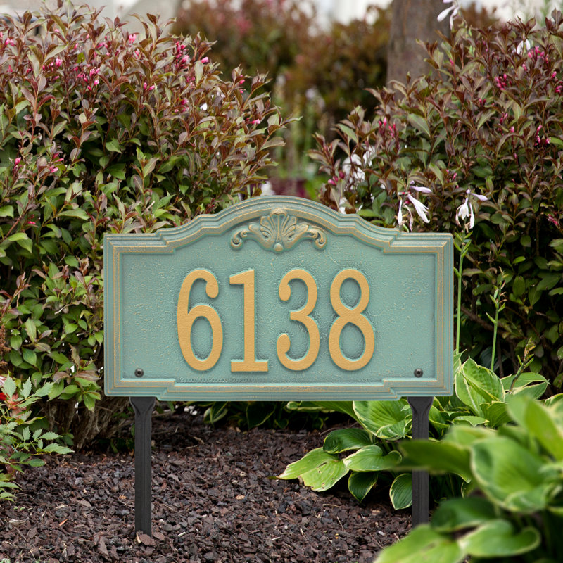 Gatewood Personalized Standard 1-Line Lawn Address Sign, Bronze/Verdigris, Yes