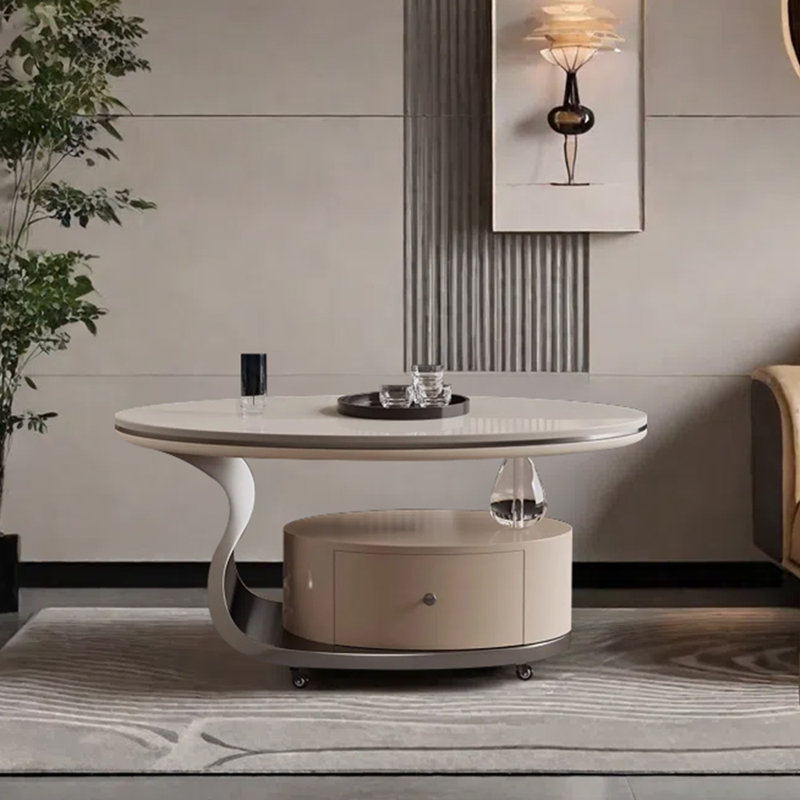 Design léger et luxueux avec table basse à roulettes, Argent argent