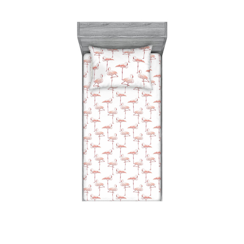 Ambesonne Fitted Sheet & Sham Set, Twin XL Sheet Set with 1 Pillowcase, Animal Print
