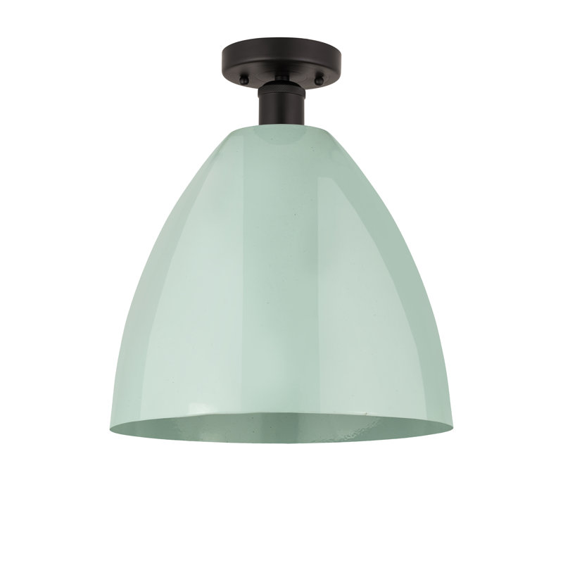 Amylee Semi Flush Mount, Seafoam, Oil Rubbed Bronze, 13.13" H x 12" W x 12" D