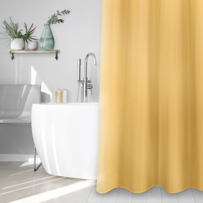  Rideau de douche tissé gaufré avec trous pour boutons