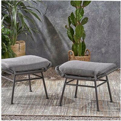 Repose-pieds d'extérieur en rotin avec coussin Montana (ensemble de 2)