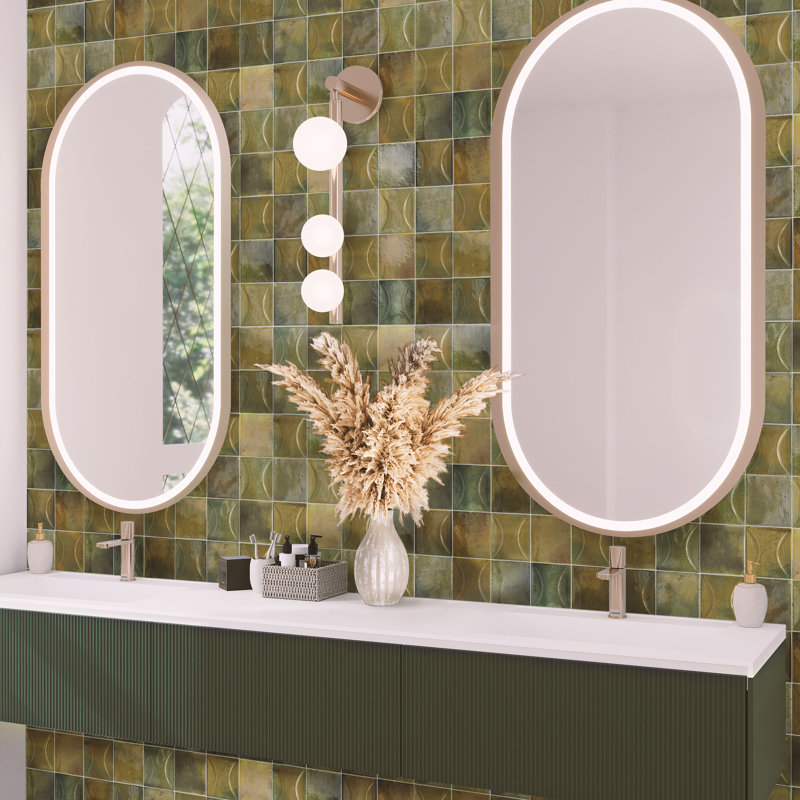 Antiek 3.94 in. x 3.94 in. Glossy Ceramic Square Wall and Floor Tile (6.48 sq. ft./case) (60-pack), Olive Green