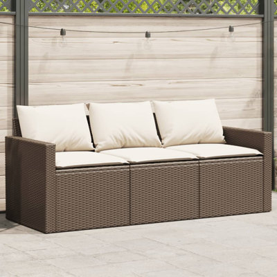 Canapé de patio en rotin 3 places Ebern Designs
