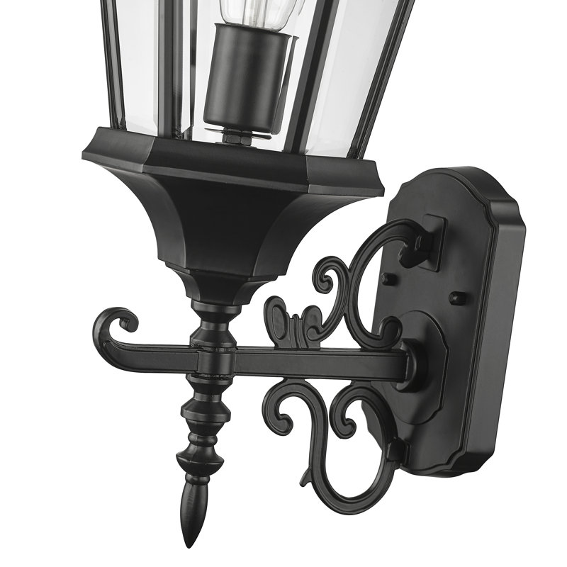 Lanterne murale d'extérieur H 23,5 po Howa, Noir mat, Verre biseauté transparent