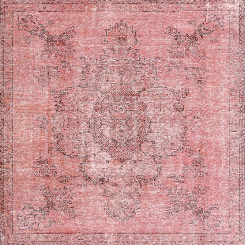 Tapis abstrait rose / gris, Carré 8 pi