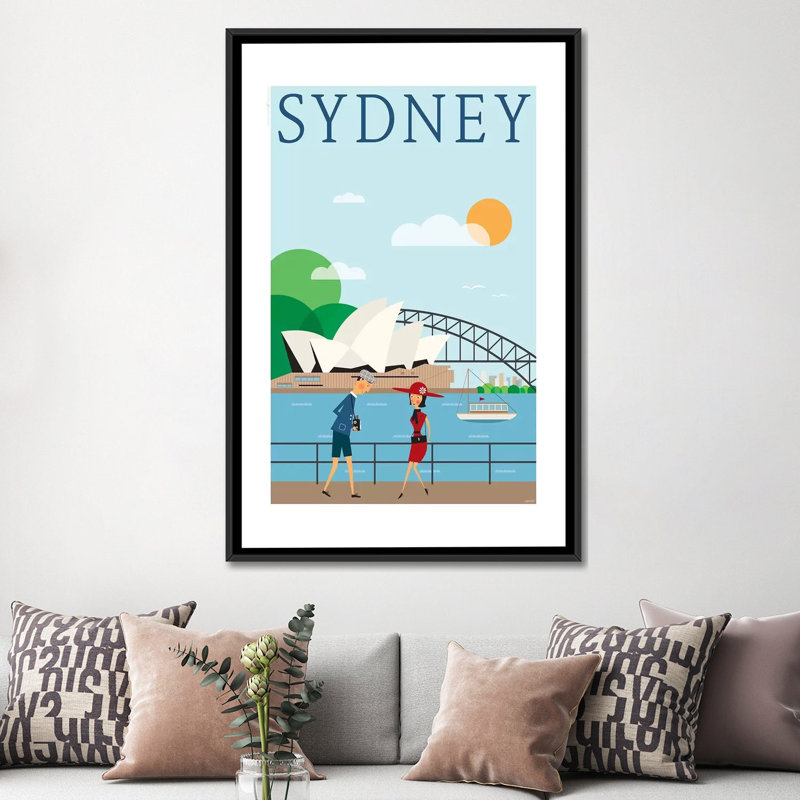 Sydney par TomasDesign - reproduction sur toile tendue, H 26 po x l 18 po x P 1,5 po, Toile avec cadre noir, Pas de tapis