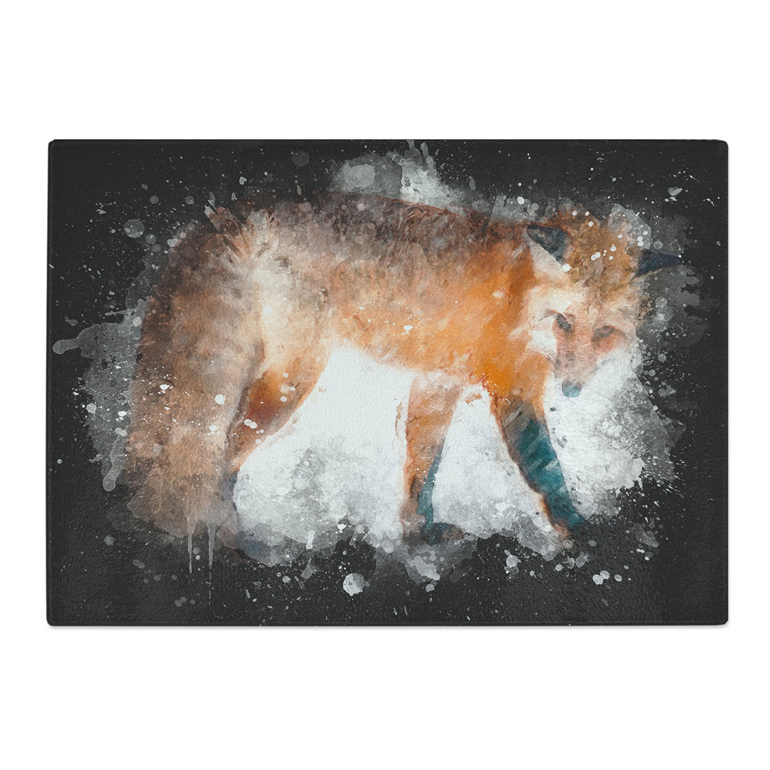 Tempered Glass Red Fox in the Winter Chopping Board